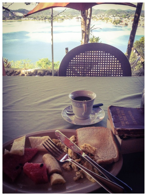 Enjoying breakfast with a view. 
